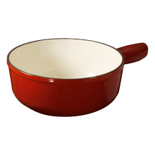 Cast Iron Red Fondue Pot Sauce Pan
